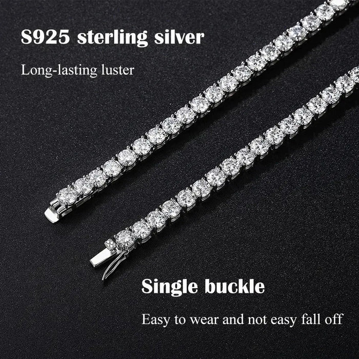 Moissanite Tennis Necklace – GRA Certified S925 Silver Sparkle SF