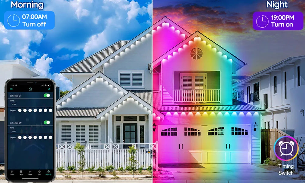 Outdoor LED String Lights – Multi-Color App & Remote Control - Samanta Factory