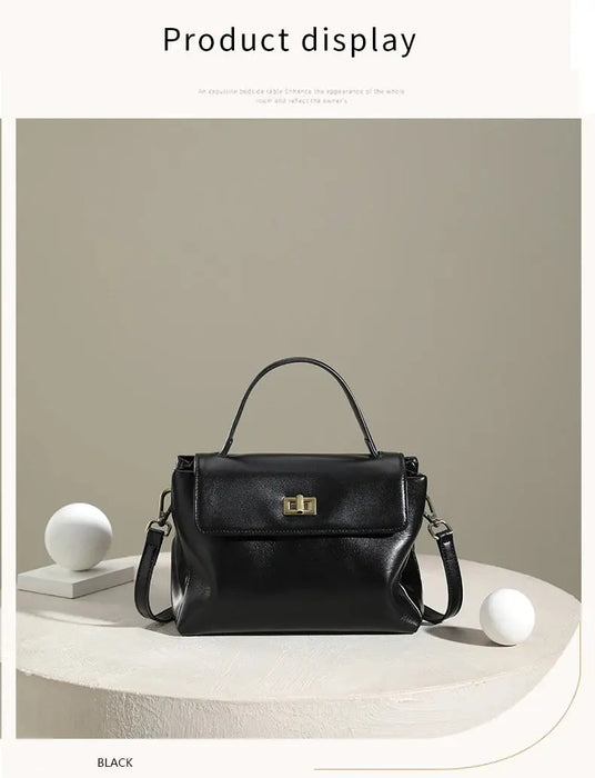 Women’s  Leather Shoulder Bag – Compact Casual Satchel SF