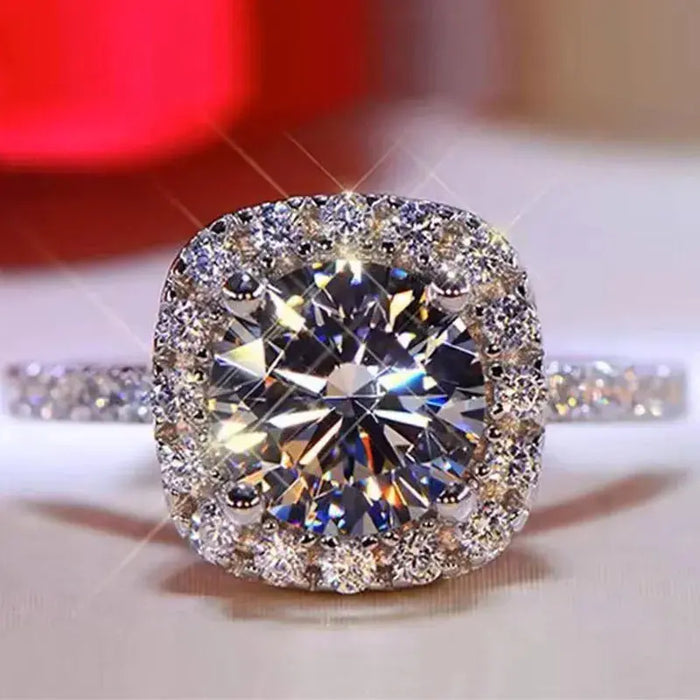Moissanite Fashion Ring – Platinum-Plated Sparkle for Women SF