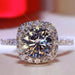 Moissanite Fashion Ring – Platinum-Plated Sparkle for Women SF