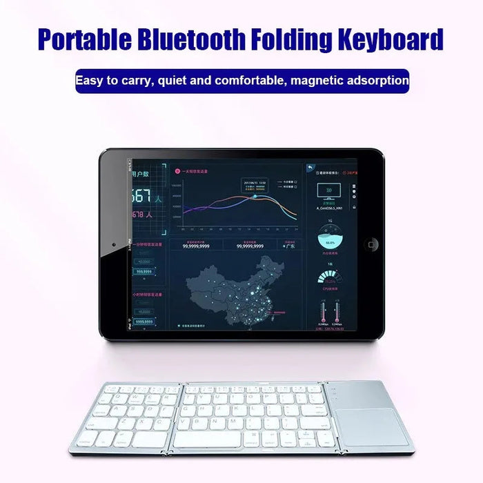 Foldable Bluetooth Keyboard – 81-Key Mini Wireless with Touchpad for iOS, Android & Windows SF