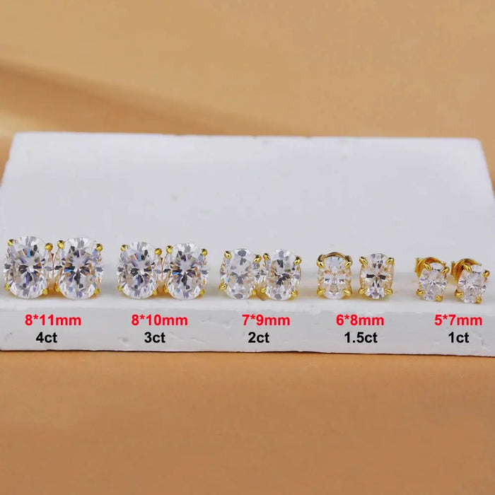 Moissanite Stud Earrings – D Color Oval Cut Sterling Silver SF