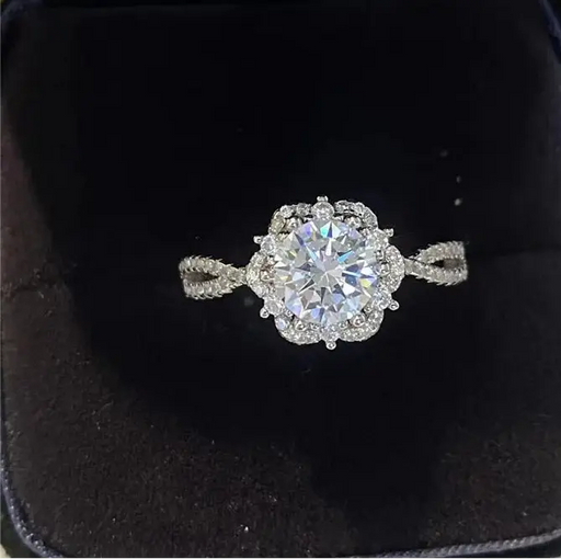 VVS1 D-color moissanite bridal ring set in 925 sterling silver with GRA certification