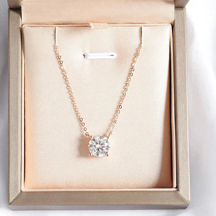Moissanite Solitaire Necklace – Certified VVS1 Round Stone SF