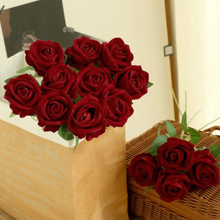 Artificial Velvet Roses – 50PCS Long-Stem Flower Bouquet SF