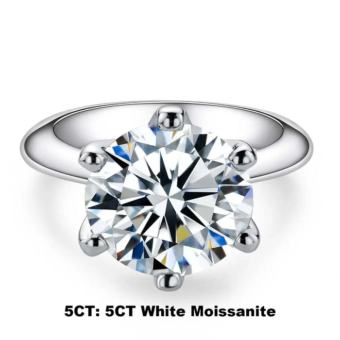 925 Sterling Silver 18K Gold Plated Classic Prong-Set Moissanite Ring SF
