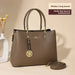 Elegant commuter tote bag in solid color with detachable strap, displayed as both shoulder bag and crossbody option, spacious and stylish design for men and women.