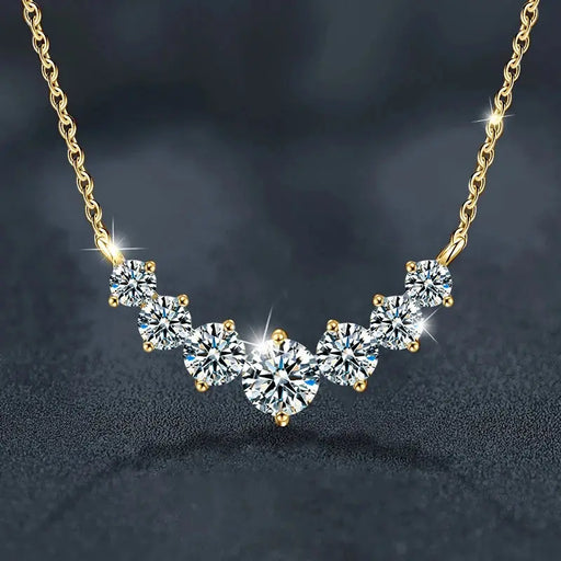 D-color VVS1 moissanite pendant necklace in 925 sterling silver with adjustable chain.