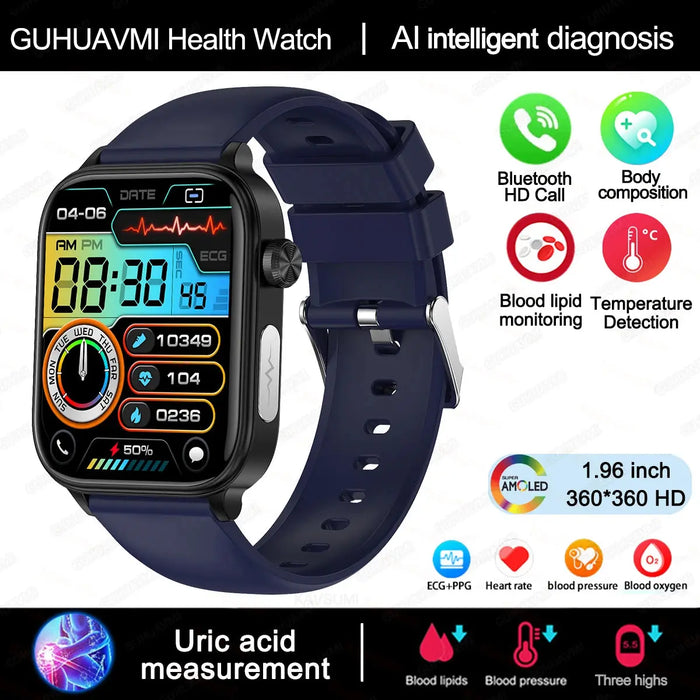 ECG Health Smartwatch – AMOLED Display & AI Voice Calling SF