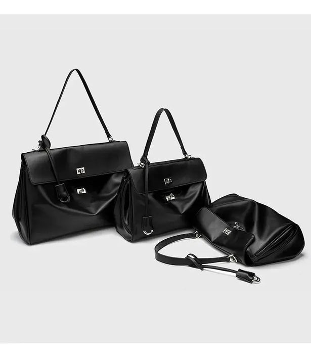 Microfiber Leather Shoulder Bag – Large Square with Lock SF