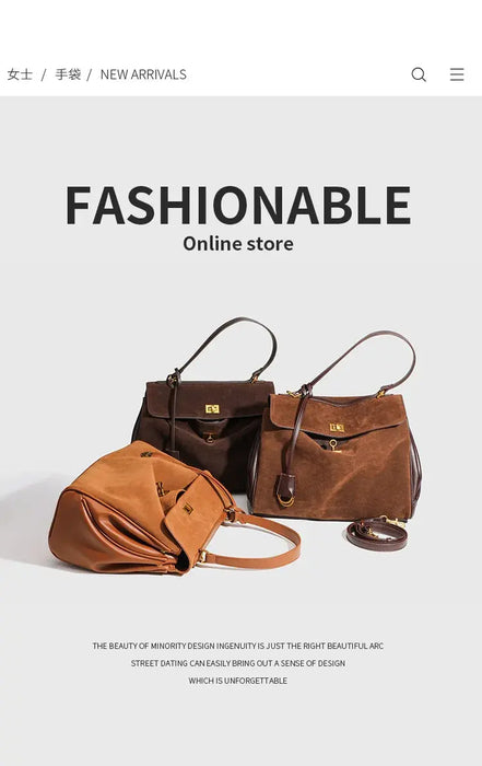 Microfiber Leather Shoulder Bag – Large Square with Lock SF