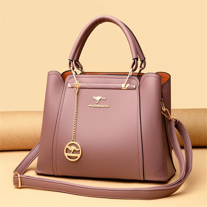 Women’s PU Leather Tote Bag – Fashion Soft Casual Handbag with Zipper Closure - Samanta Factory