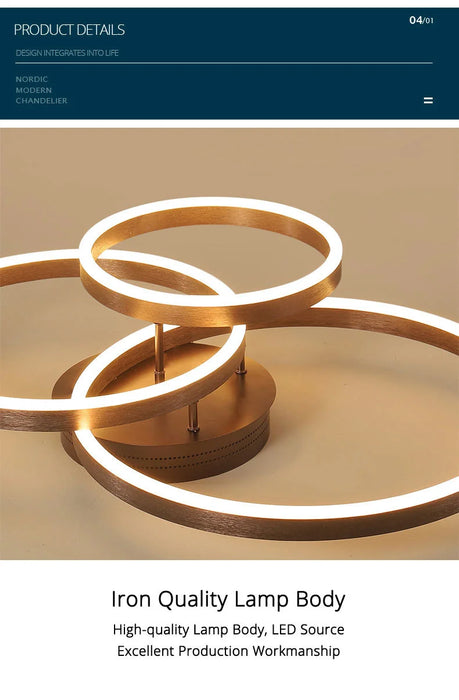Modern LED Chandelier – Dimmable Semi-Flush Mount with Remote Control - Samanta Factory