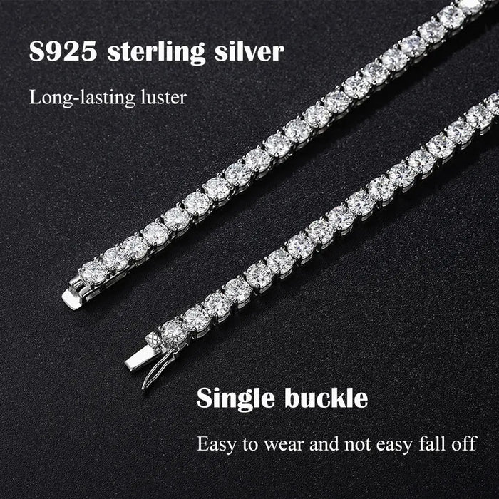 Moissanite Tennis Necklace – GRA Certified S925 Silver Sparkle SF