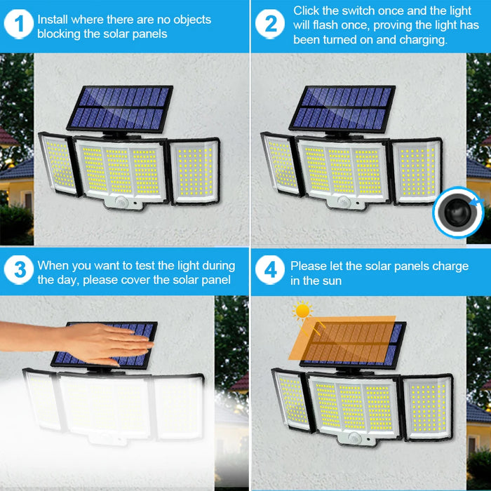 Solar Security Light – 3-Head Motion Sensor with Super Bright 348 LEDs - Samanta Factory
