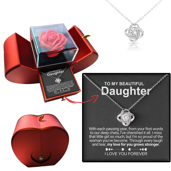 Heart Knot Pendant Necklace – Sparkling Zircon Gift for Daughters SF