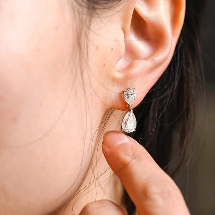 Moissanite Drop Earrings in 925 Sterling Silver | GRA Certified D Color VVS1 SF