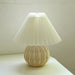 Korean Table Lamp – Vintage Pleated Fabric Shade with Ceramic Base - Samanta Factory