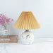 Korean Table Lamp – Vintage Pleated Fabric Shade with Ceramic Base - Samanta Factory