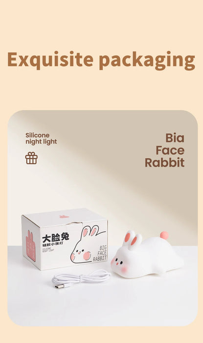 Cute Rabbit Night Light Silicone Lamp – Touch Sensor Soft LED Kids Sleep Light SF
