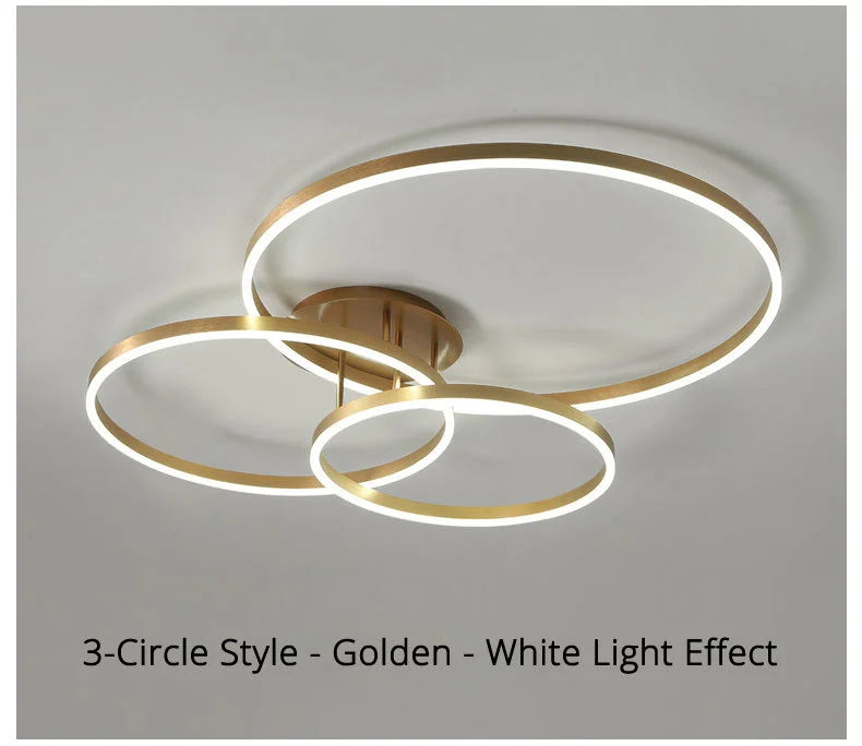 Modern LED Chandelier – Dimmable Semi-Flush Mount with Remote Control - Samanta Factory