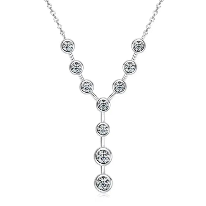 925 Sterling Silver Moissanite Y-Shaped Pendant Necklace SF