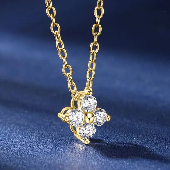 Moissanite Stud Earrings – 10k Gold Four-Leaf Clover Design SF