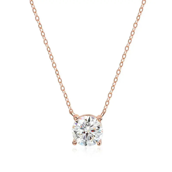 Moissanite Solitaire Necklace – Certified VVS1 Round Stone SF