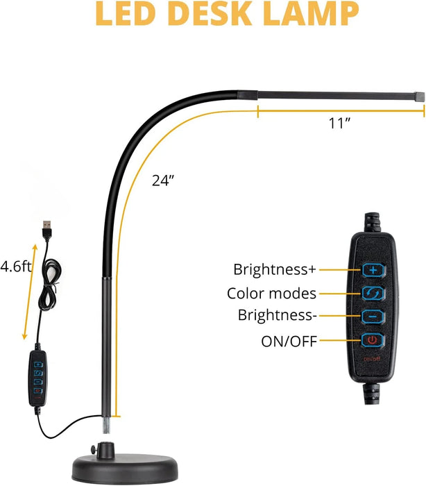 A LOOPITYS LED Desk Lamp, Swing Arm Architect Task Lamp with Long Flexible Gooseneck, 3 Color Modes, and USB Adapter - Samanta Factory