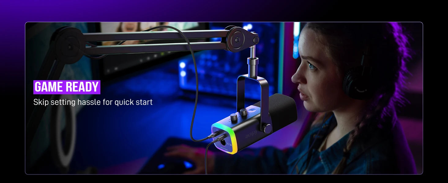 Dynamic USB/XLR Microphone – Cardioid with RGB Lighting & Noise Reduction SF