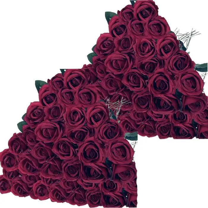 Artificial Velvet Roses – 50PCS Long-Stem Flower Bouquet SF