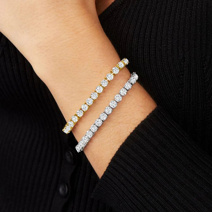 Certified Full Moissanite Bracelet in 925 Sterling Silver with 18K Gold Plating SF