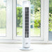 Slim oscillating tower fan with 3 speed settings and 90-degree rotation