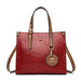 Vintage split leather tote handbag with zipper and hasp closure, casual shoulder bag for women with multiple compartments.