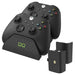 Xbox controller charging dock with dual rechargeable battery packs and LED indicators

