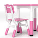 3 Pcs Kids Table & Chair Set – Adjustable Height, Space-Saving Design- Pink - Samanta Factory