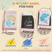 Kids 3-in-1 art easel with chalkboard, whiteboard, paper roll, and pink animal design