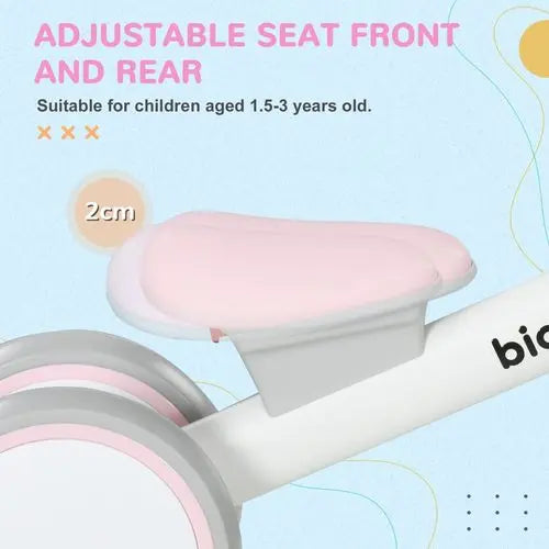 AIYAPLAY Kids Balance Bike for 1-3 Years Old with Adjustable Seat, Pink - Samanta Factory