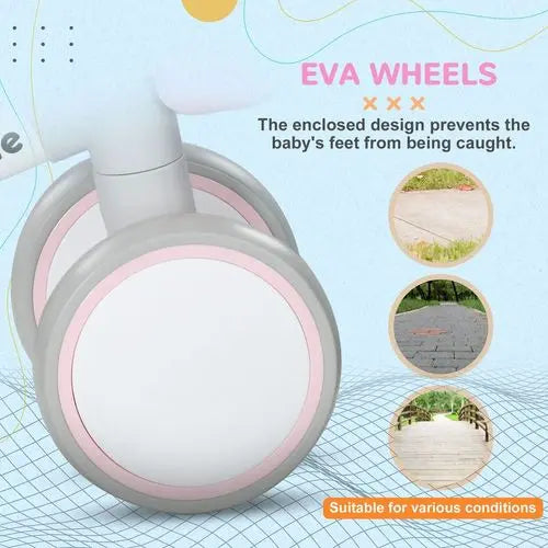 AIYAPLAY Kids Balance Bike for 1-3 Years Old with Adjustable Seat, Pink - Samanta Factory