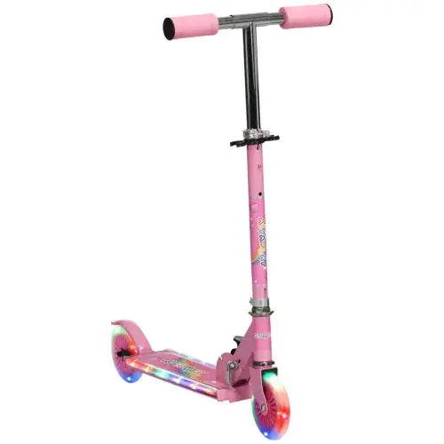 Scooter for Kids Ages 3-7 W/ Lights Music Adjustable Height Folding Frame - Pink - Samanta Factory