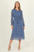 Blue Midi Dress – Elegant Long-Sleeve with Belted Waist - Samanta Factory
