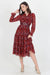 Patterned Chiffon Dress With Belt - Samanta Factory