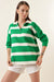 Green striped Breton sweater for women