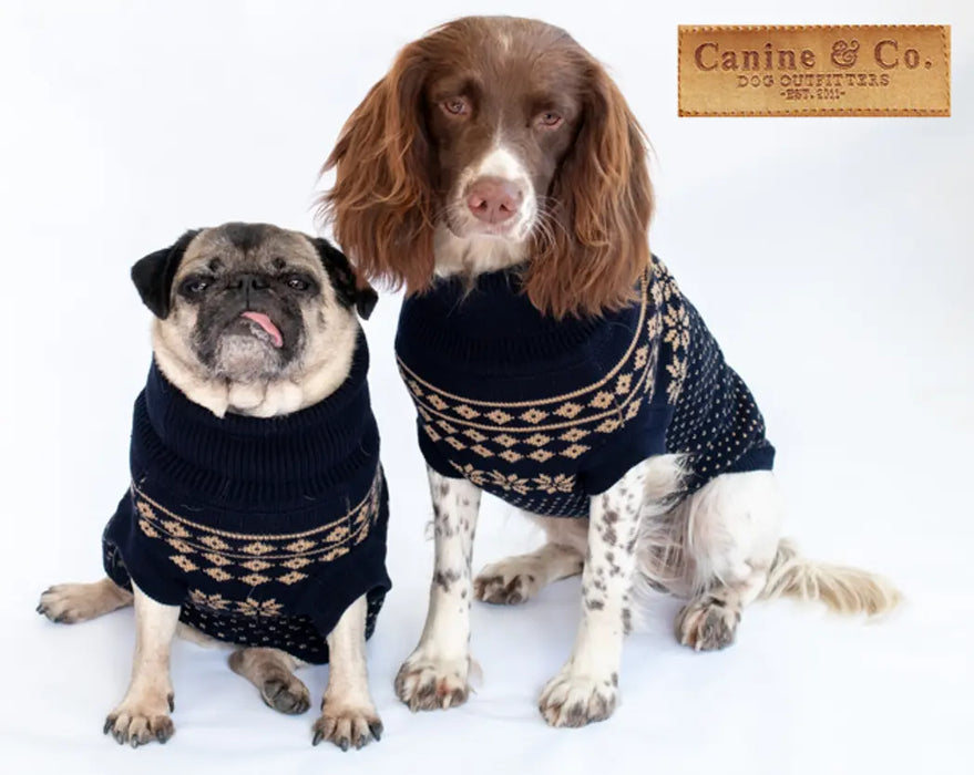 Fair Isle knitted dog sweater with full coverage and leg sleeves