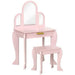 Sparkle pink kids' vanity dressing table set with mirror and stool
