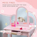 Kids Dressing Table and Stool w/ Mirror and Drawer, for Ages 3-6 Years - Pink - Samanta Factory