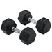  20kg Hex Dumbbell Pair with Non-Roll Design and Textured Grip
