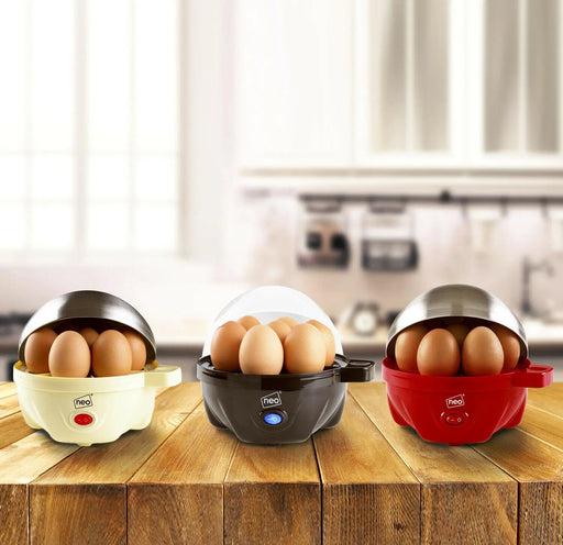 Compact stainless steel 3-in-1 egg cooker with poaching and steaming tray