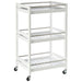Pine Wood 3-Tier Kitchen Trolley with Stainless Steel Shelves and Smooth-Gliding Wheels